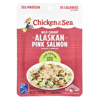 Chicken of the Sea, Wild Caught Alaskan Pink Salmon in Spring Water, Low Sodium, 2.5 oz (70 g)
