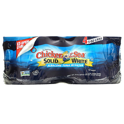Купить Chicken of the Sea Solid White, альбакорный тунец в воде, 4 пакетика по 142 г (5 унций)