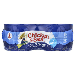 Chicken of the Sea, Wildgevangen, stevige witte premium tonijn in water, 4-pack, elk 142 g