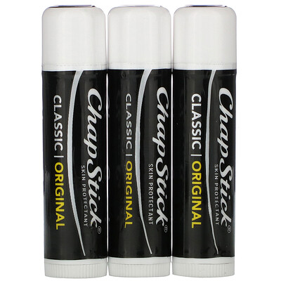 Chapstick Lip Care Skin Protectant, Classic Collection, 3 Sticks, 0.15 oz (4 g) Each