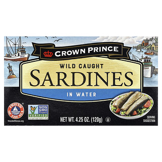 Crown Prince Natural, Sardinas silvestres, En agua`` 120 g (4,25 oz)
