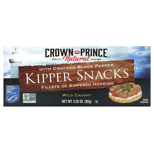Crown Prince Natural Kipper Snacks with Cracked Black Pepper, 3.25 oz (92 g)
