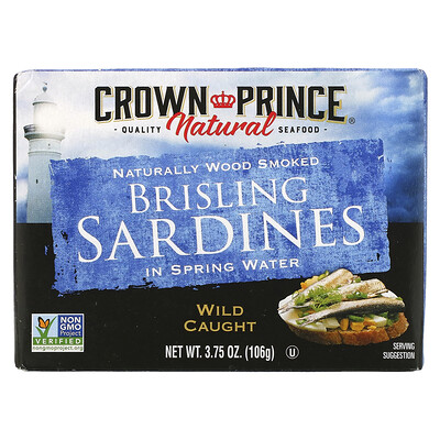 Crown Prince Natural Brisling Sardines, в родниковой воде, 106 г (3,75 унции)
