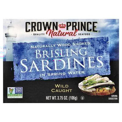 Product Image for Crown Prince Natural, Brisling Sardines, In Spring Water, 3.75 oz (106 g)