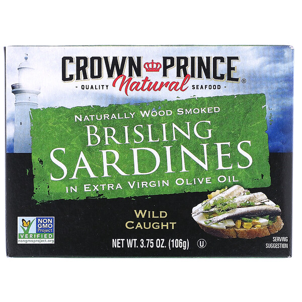 Crown Prince Natural, Brisling Sardines, in Extra Virgin Olive Oil, 3.