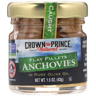 Crown Prince Natural, アンチョビ、フラットフィレ、ピュアオリーブオイル漬け、43g（1.5オンス）