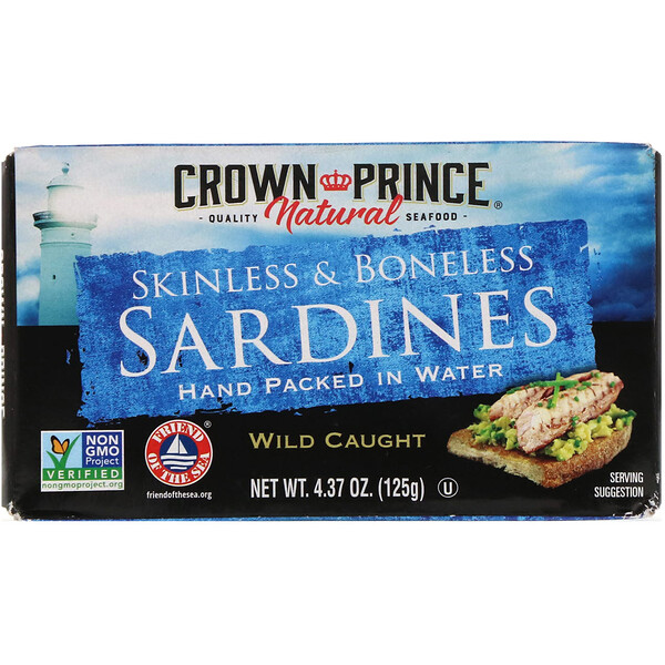 Crown Prince Natural‏, Skinless & Boneless Sardines, In Water, 4.37 oz (125 g)