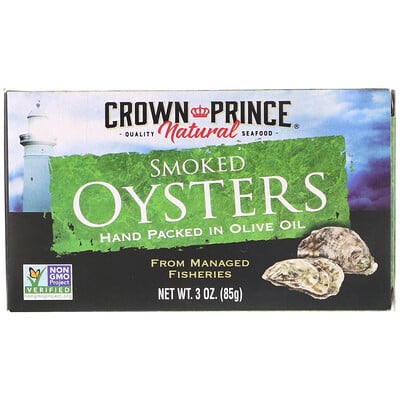 Crown Prince Natural Smoked Oysters, In Olive Oil, 3 oz (85 g)