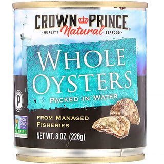 Crown Prince Natural, Whole Oysters, Packed In Water, 8 oz (226 g)