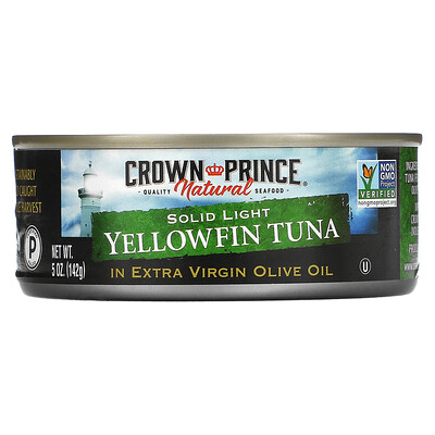 Купить Crown Prince Natural Yellowfin Tuna, Solid Light, в оливковом масле первого отжима, 5 унций (142 г)