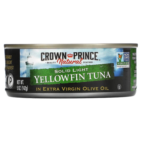 Crown Prince Natural, Yellowfin Tuna, Solid Light, In Extra Virgin Olive Oil, 5 oz (142 g)