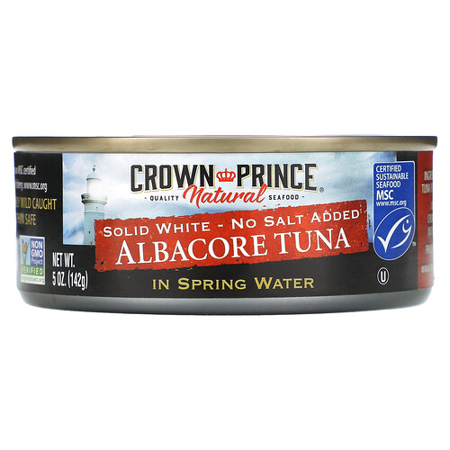 Crown Prince Natural Crown Prince Natural, Albacore Tuna, Solid White - No Salt Added, In Spring Water, 5 oz (142 g)
