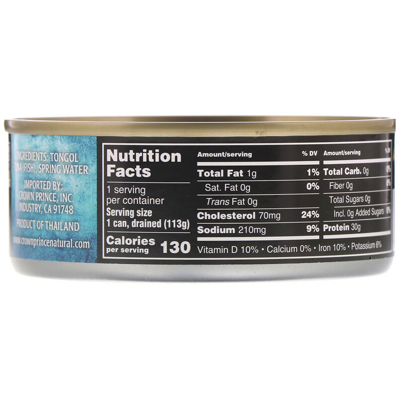 Crown Prince Natural, Tongol Tuna, Chunk Light - No Salt Added, In ...