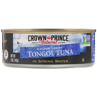 Crown Prince Natural, Chunk Light Tongol 참치, 샘물에서, 5 oz (142 g)