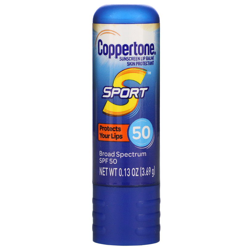 Coppertone, Sport, Solkräm läppbalsam, SPF 50, 0,69 oz (3,69 g)