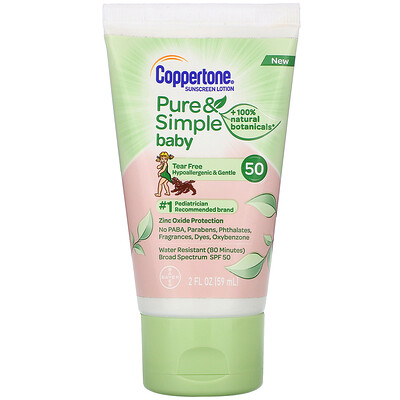 Coppertone Baby, Pure & Simple, Sunscreen Lotion, SPF 50, 2 fl oz (59 ml)