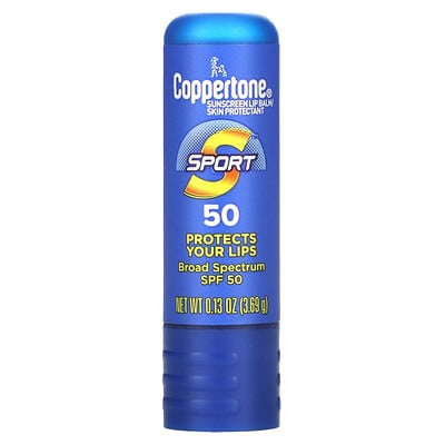 Coppertone Sport, солнцезащитный бальзам для губ, SPF 50, 3,69 г (0,13 унции)