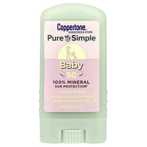 Coppertone, Baby, Pure & Simple Sunscreen Stick, Sonnenschutz-Stick für Babys, LSF 50, 13,9 g (0,49 oz.)
