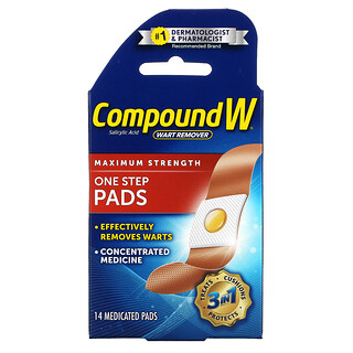 Compound W, Wart Remover, One Step Pads, Maximum Strength, 14 Medicated Pads