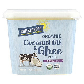 Carrington Farms, Campuran Minyak Kelapa Organik & Ghee, Dimakan Rumput, 12 fl oz (355 ml)