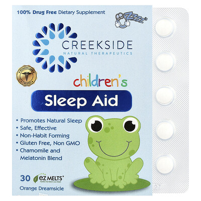 Creekside Natural Therapeutics, Suplemento para ayudar a dormir a los niños, Cápsula de ensueño de naranja, 30 cápsulas EZ Melts®