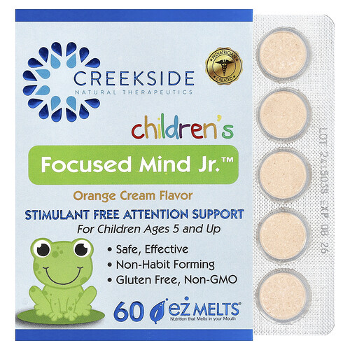 Creekside Natural Therapeutics, Children's Focused Mind jr.™, Orangencreme, 60 EZ-Melt® Tabletten