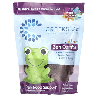Creekside Natural Therapeutics, Çocuklar için Zen Comfort, Ahududu, 60 Meyveli Çiğnemelik, 9,3 oz