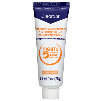 Clearasil Stubborn Acne Control, 5-in-1 Concealing Treatment Cream, 1 oz (28 g)