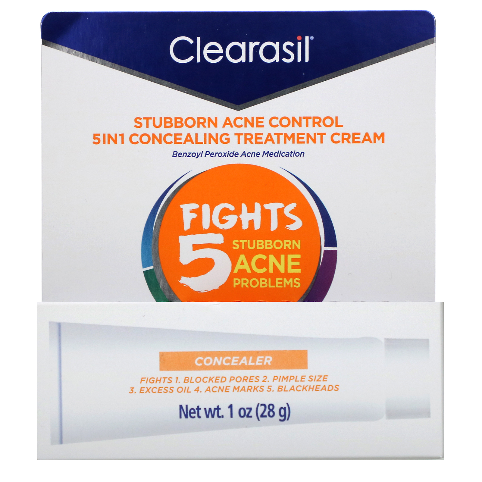 clearasil stubborn acne control 5 in 1 concealing treatment cream
