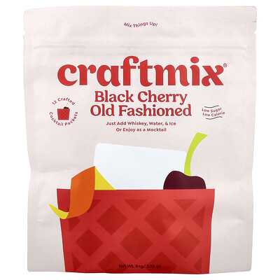 Craftmix, Cereza negra tradicional, 12 sobres, 7 g (0,25 oz) cada uno