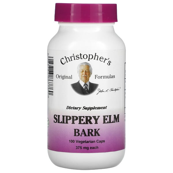 Christopher's Original Formulas, Slippery Elm Bark, 375 mg, 100 Vegetarian Caps