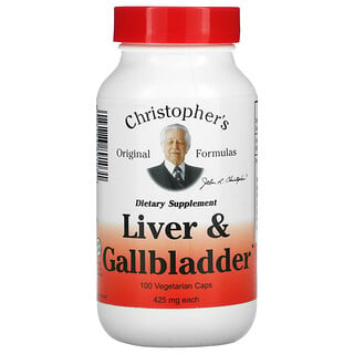 Christopher's Original Formulas, Liver & Gallbladder（元気に活動したい方・お酒を楽しみたい方をサポート）フォーミュラ、425mg、ベジカプセル100粒