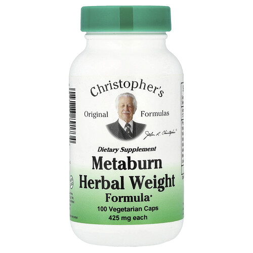 Christopher's Original Formulas, Metaburn, Fórmula herbal para el peso, 100 cápsulas vegetales