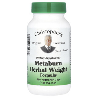 Christopher's Original Formulas, Fórmula de Ervas para Perda de Peso Metaburn, 100 Cápsulas Vegetarianas