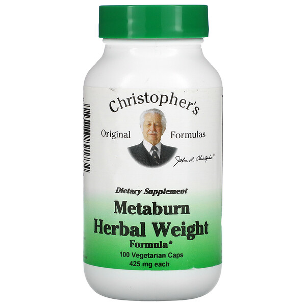 Christopher's Original Formulas, メタバーン ハーブ体重管理フォーミュラ、425mg、ベジカプセル100粒