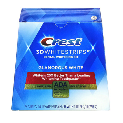 Crest 3D Whitestrips, Dental Whitening Kit, Glamorous White, 28 Strips