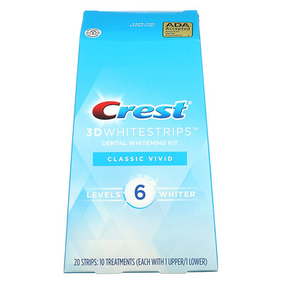 Купить Crest 3D Whitestrips, Classic Vivid, комплект для отбеливания зубов, 20 полосок