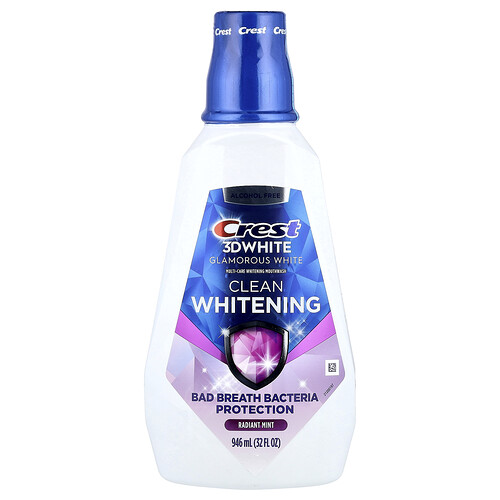 Crest 3D White, Multi-Care Clean Whitening Mouthwash, Glamorous White, Radiant Mint , 32 fl oz (946 ml)