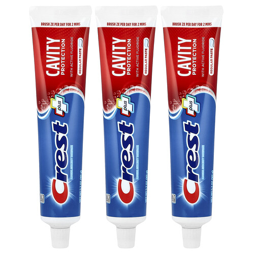 Crest Cavity Protection, Fluoride Anticavity Toothpaste, Regular Paste, 3 Pack, 5.7 oz (161 g) Each