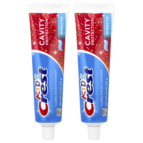 Crest, Kids, Cavity Protection, Zahnpasta mit Fluorid gegen Karies, „Sparkle Fun“, 3er-Pack, je 130 g (4,6 oz.).
