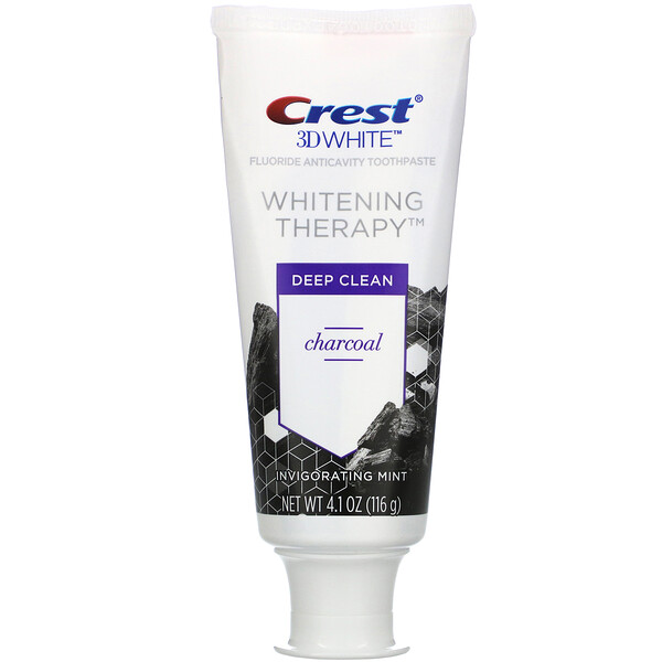 3D White, Whitening Therapy, Fluoride Anticavity Toothpaste, Charcoal, Invigorating Mint, 4.1 oz (116 g)