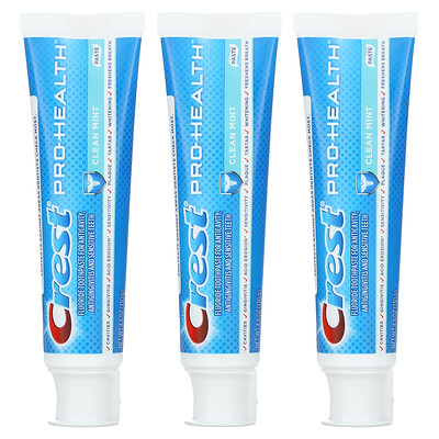 Crest Pro-Health, зубная паста с фтором, чистая мята, 3 шт. В упаковке, по 130 г (4,6 унции)