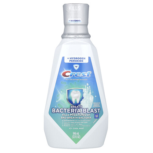 Crest Multi-Care Whitening Mouthwash, Breath Bacteria Blast, Icy Cool Mint, 32 fl oz (946 ml)