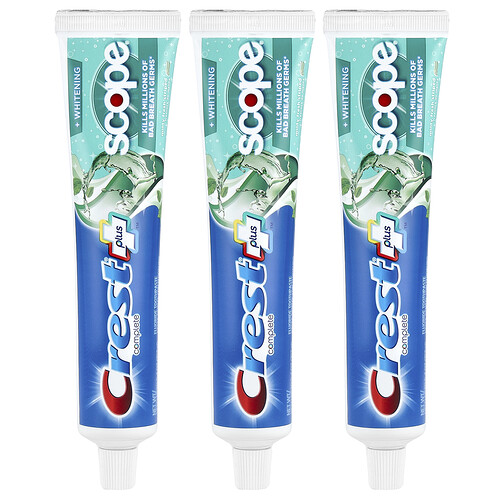 Crest, Complete Plus™, Scope® + Whitening, Fluoride Toothpaste, Minty Fresh Striped , 3 Pack, 5.4 oz (153 g) Each