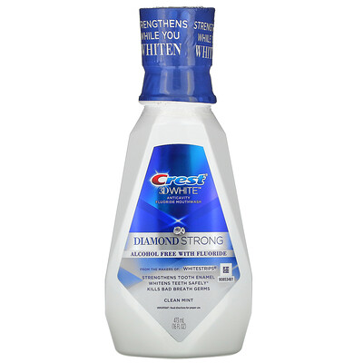 Купить Crest 3D White, Diamond Strong Mouthwash with Fluoride, Alcohol Free, Clean Mint, 16 fl oz (473 ml)