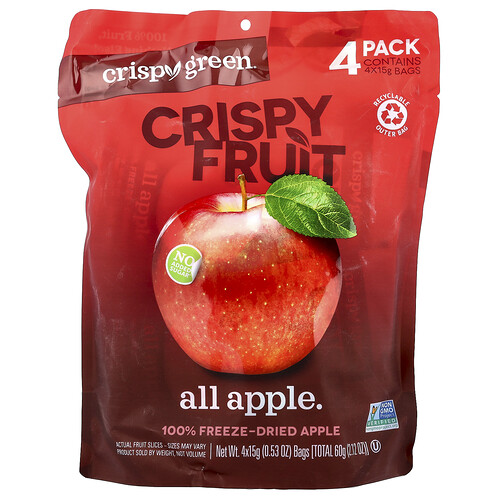 Crispy Green, Crispy Fruit, All Apple, 4 Pack, 0.53 oz (15 g) Each
