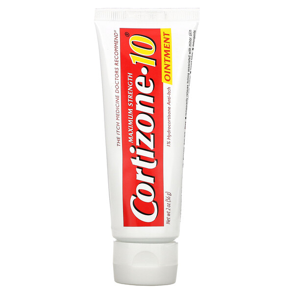 Cortizone 10‏, 1% Hydrocortisone Anti-Itch Ointment, Water Resistant, Maximum Strength, 2 oz (56 g)