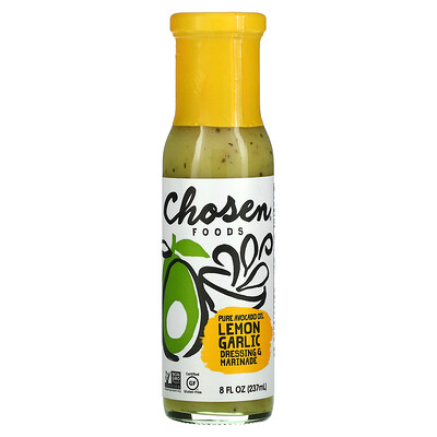Chosen Foods Чистое масло авокадо, заправка и маринад, лимон и чеснок, 237 мл (8 жидк. Унций)