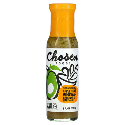 Chosen Foods Чистое масло авокадо, заправка и маринад, яблочный уксус, 237 мл (8 жидк. Унций)