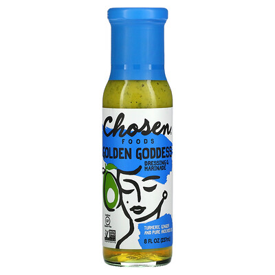 Chosen Foods Golden Goddess Dressing & Marinade, куркума, имбирь и чистое масло авокадо, 237 мл (8 жидк. Унций)